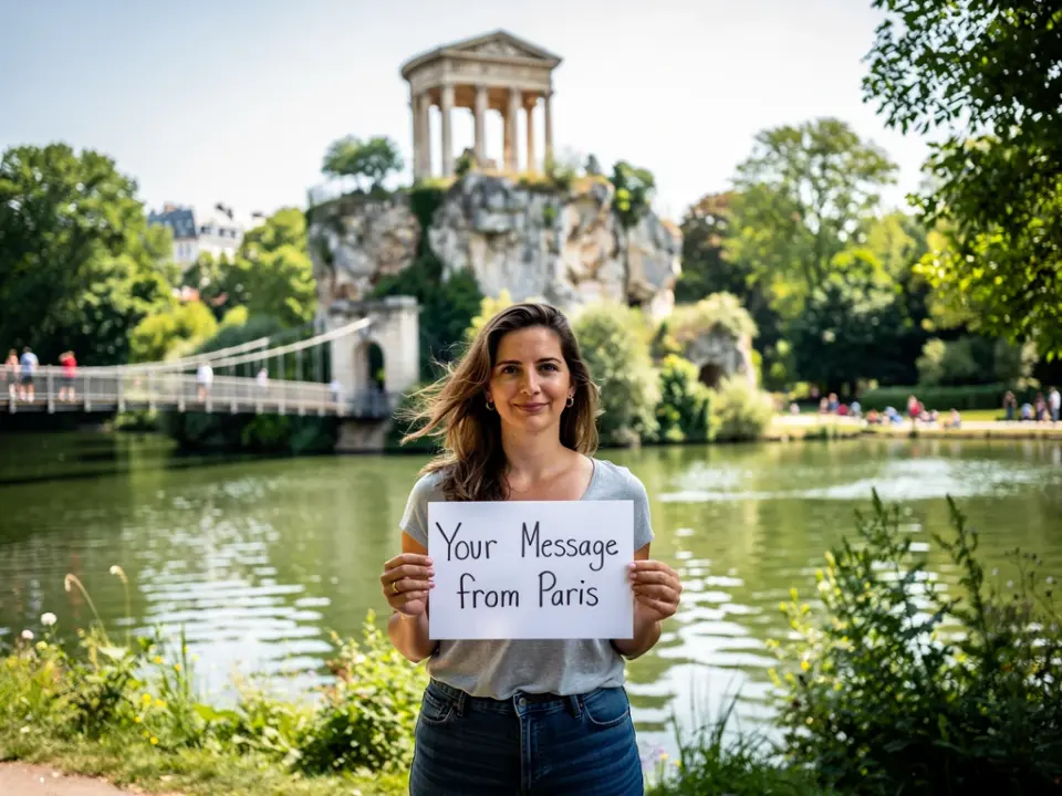 Parc des Buttes-Chaumont in Paris for a personalized get well video