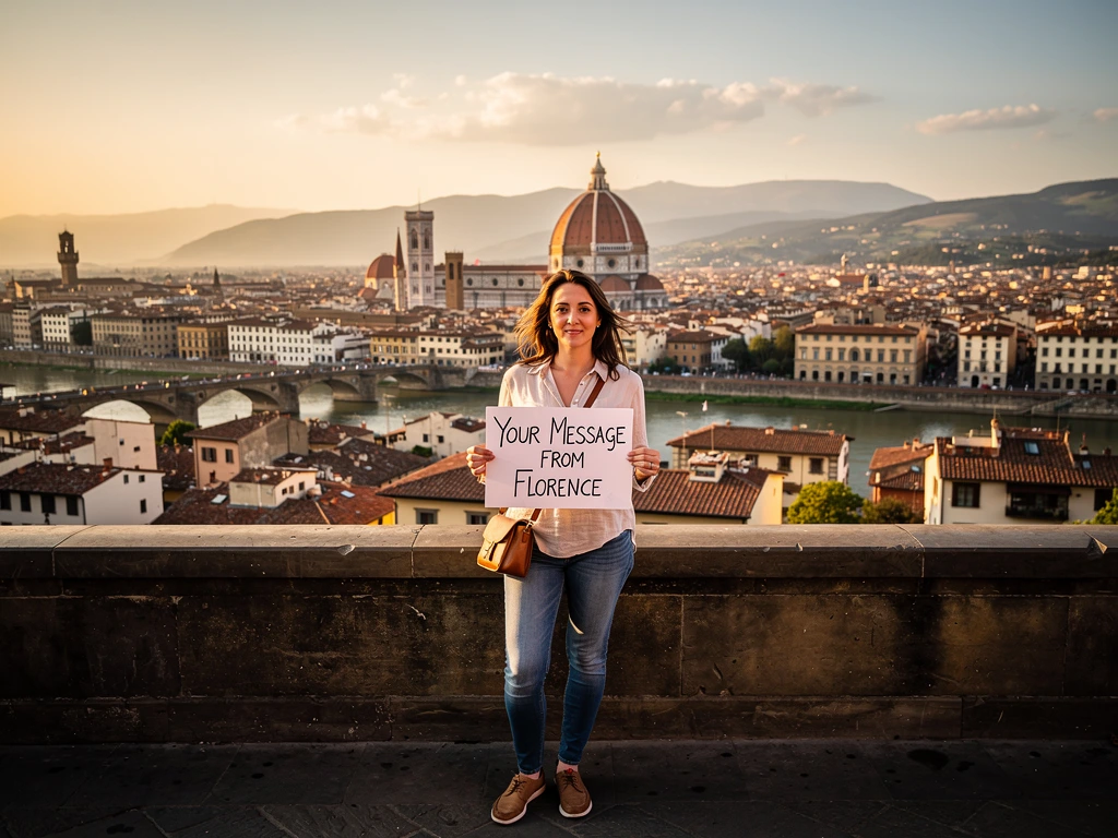 Piazzale Michelangelo in Florence at golden hour