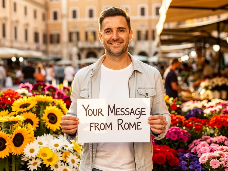 Campo de' Fiori in Rome for a personalized get well video
