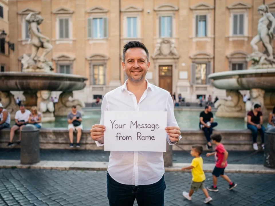 Piazza Farnese in Rome for a personalized get well video
