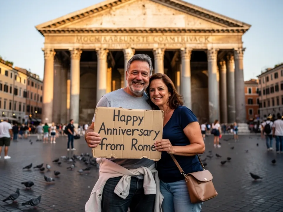 Pantheon in Rome for a personalized anniversary video