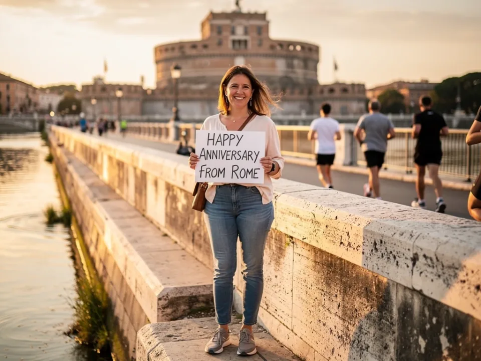 Tiber Riverbank in Rome for a personalized anniversary video