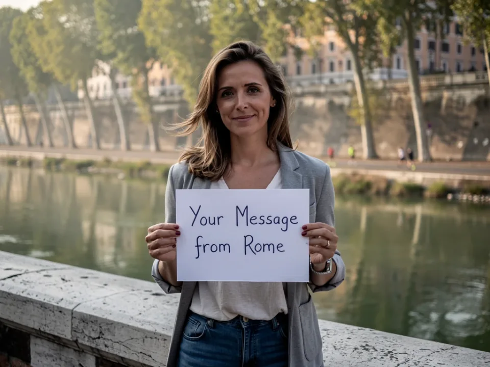 Tiber Riverbank in Rome for a personalized get well video