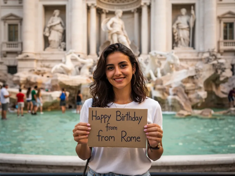 Trevi Fountain in Rome for a personalized birthday video