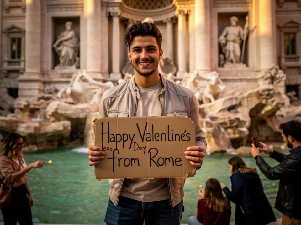 Trevi Fountain in Rome for a personalized Valentine's Day video
